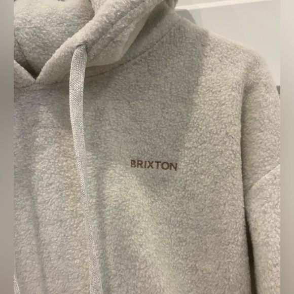 Off-white fuzzy Brixton hoodie. - Picture 3 of 4